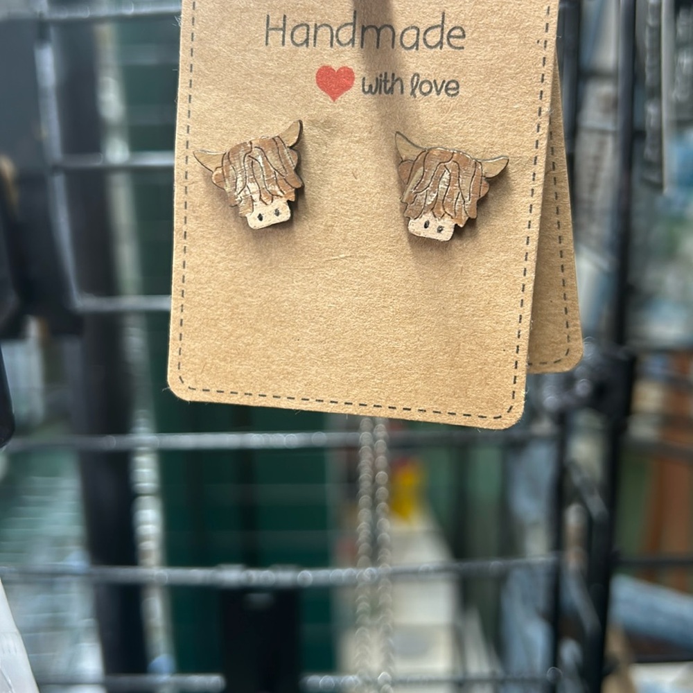 Fuzzy cow earrings